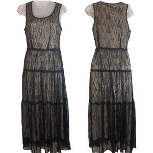 Hazel Black Lace/nude tiered sleeveless popover maxi